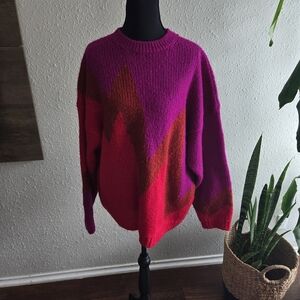 Rare Vintage KIKIT Mohair Women's Sweater in Pink and Red